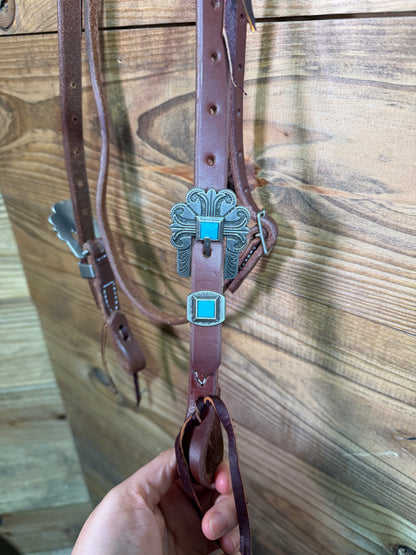 Browband Headstall w/ Stainless Turq. Buckles