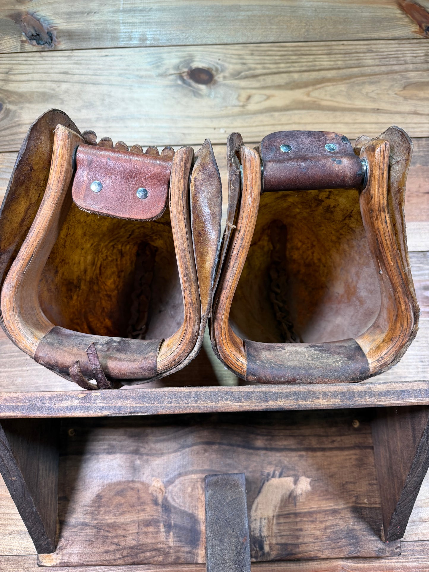 USEDTACK181 Rawhide Tapadero Stirrups