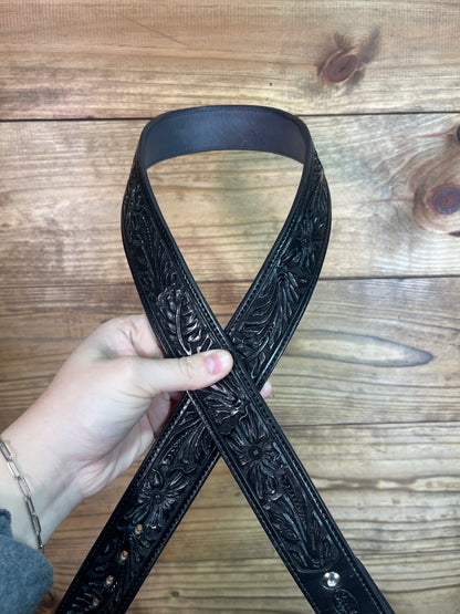 Black Floral Belt
