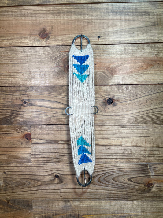 28" Hand Tied Mohair Cinch Blue Triangle