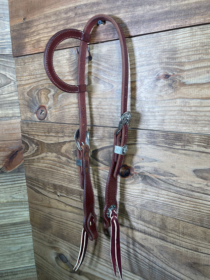 Cheaney Tooled One Ear Headstall w/ Rounded Flower Buckle