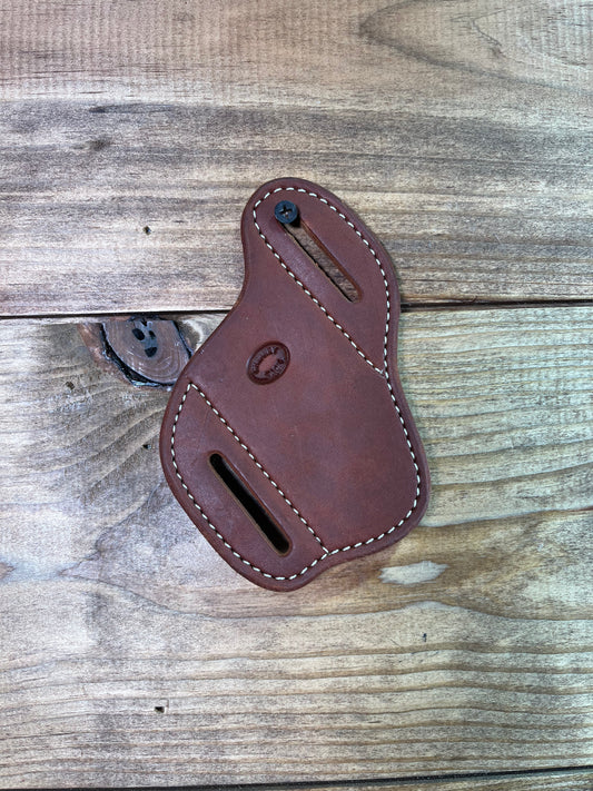 Cheaney 4" Knife Sheath Dark Oil White Stitching 02