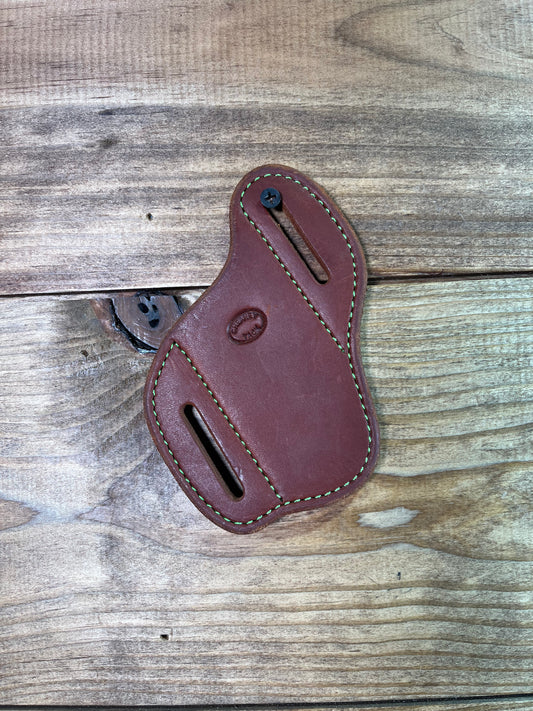 Cheaney 4" Dark Oil w/ Green Stitching Knife Sheath 05