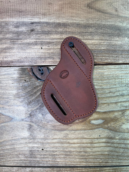 Cheaney 4" Oiled w/ orange Stitching Knife Sheath 06