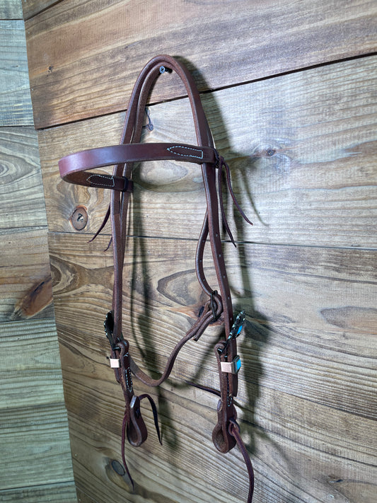 Dark Oil Browband with Turquoise Buckle