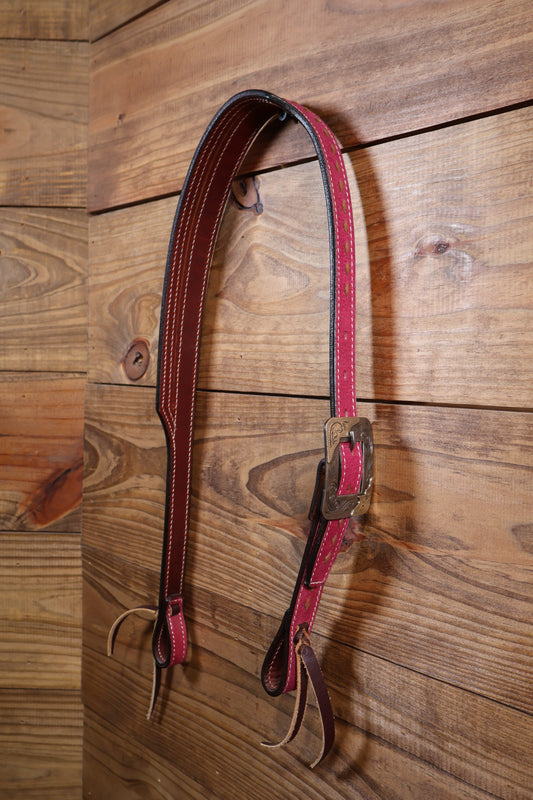 Hot Pink Buckstitch Split-Ear w/ Square Buckle