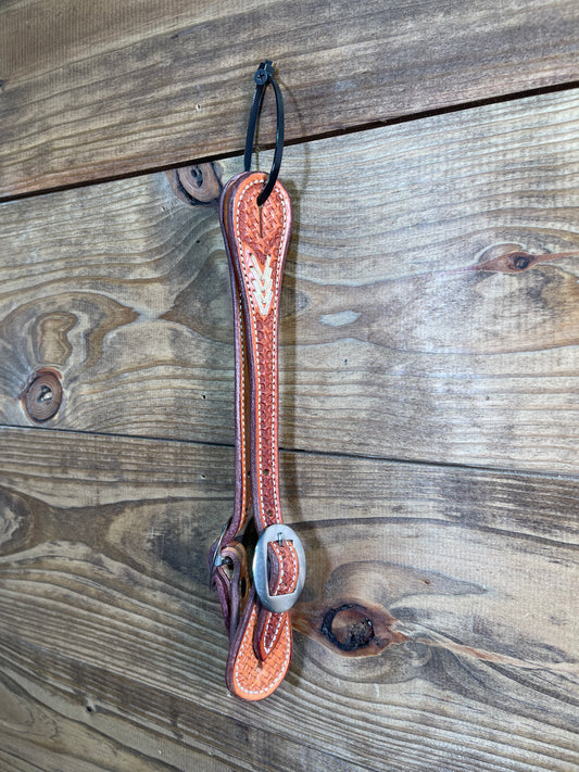 Natural Leather Basket Weave Spur Strap