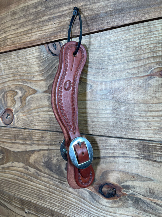 Cheaney Dark Oil 1/2 Flower Tooled Spur Straps