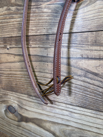 Medium Oil Double Stitched One Ear Headstall W/ Stainless Buckle