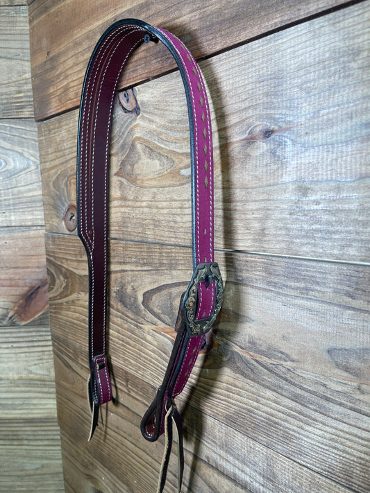 Hot Pink Buckstitch Split- Ear w/ Antique Snip Buckle