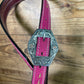 Hot Pink Buckstitch Split- Ear w/ Antique Snip Buckle