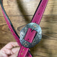 Hot Pink Buckstitch Split-Ear w/ Antique Floral Buckle