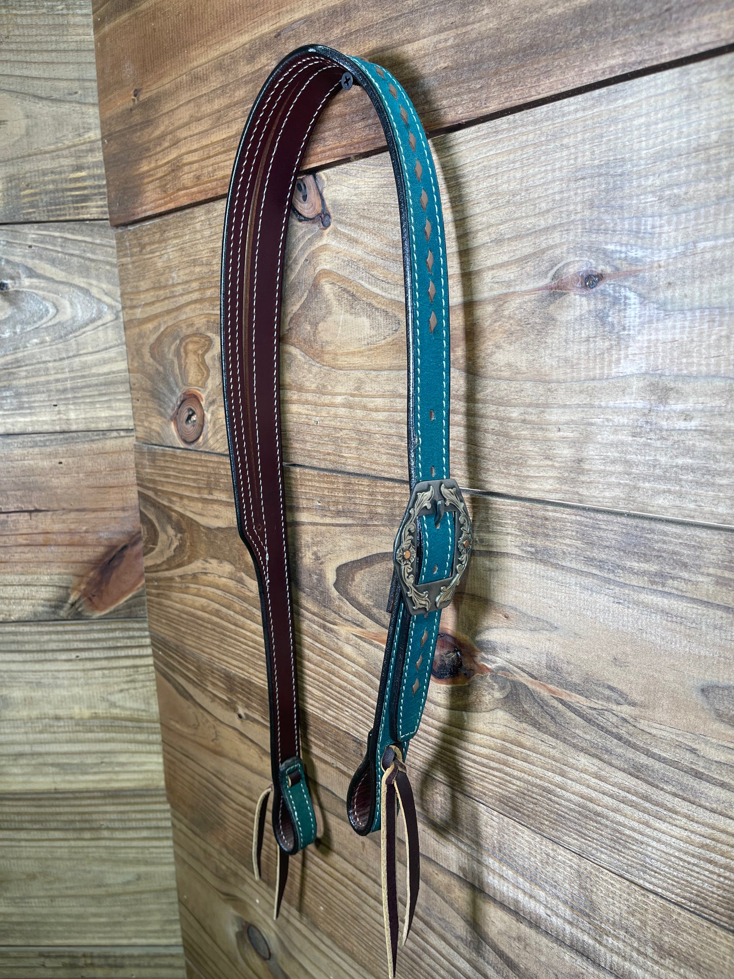 Turquoise Buckstitch Split- Ear w/ Antique Snip Buckle