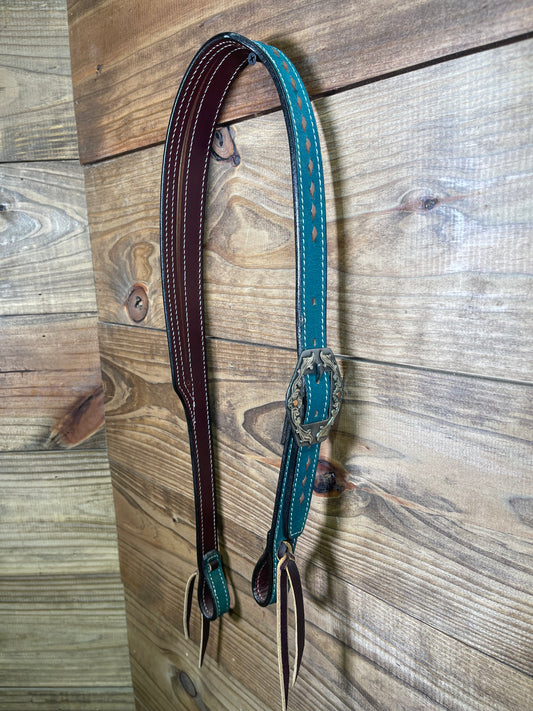Turquoise Buckstitch Split- Ear w/ Antique Snip Buckle