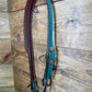 Turquoise Buckstitch Split- Ear w/ Antique Floral Buckle