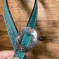 Turquoise Buckstitch Split- Ear w/ Antique Floral Buckle