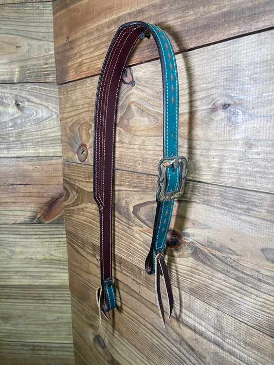 Turquoise Buckstitch Split Ear w/ Square Buckle