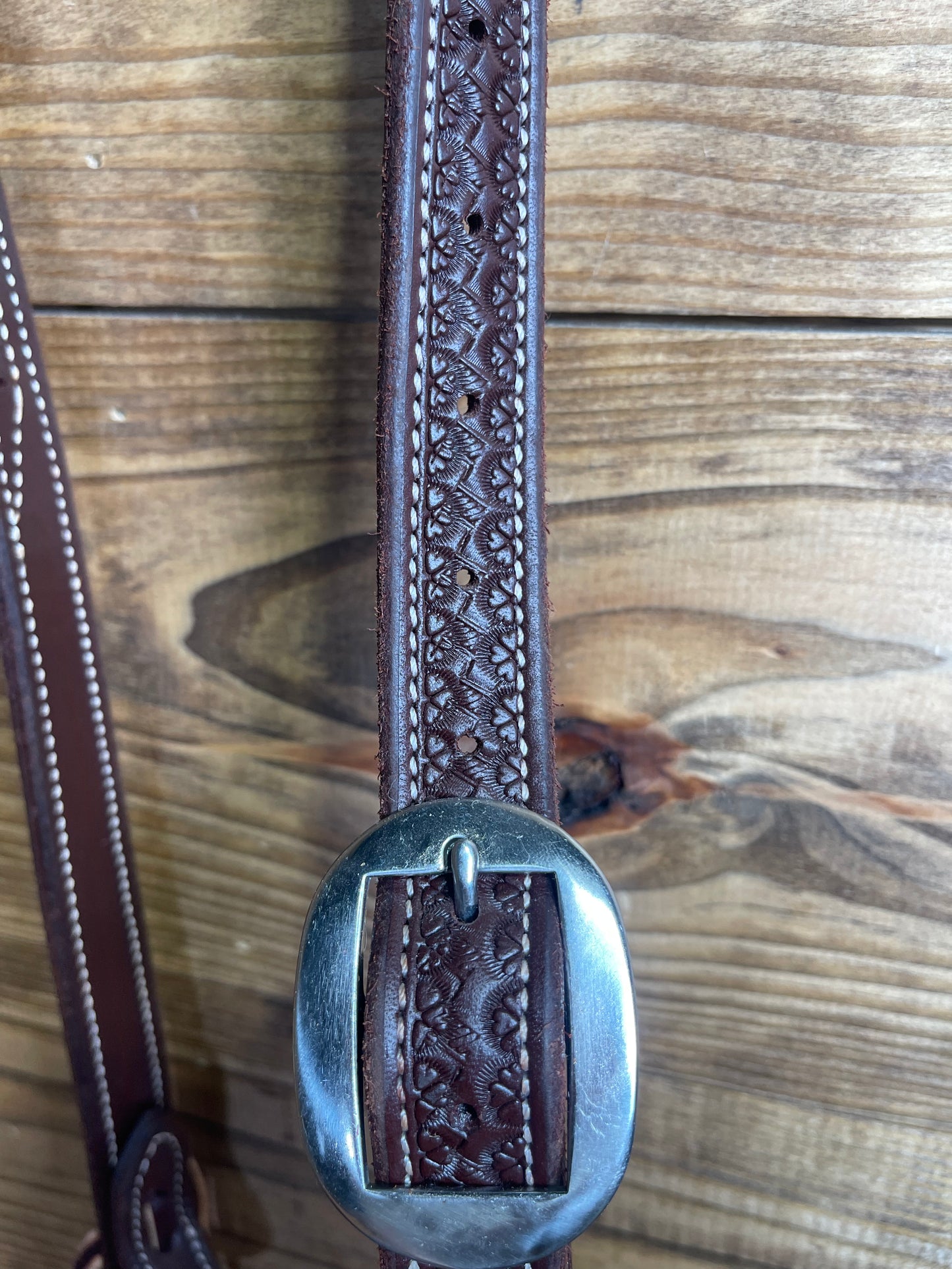 Dark Oil Big 1/2 Flower & Twisted Wire Split- Ear Headstall