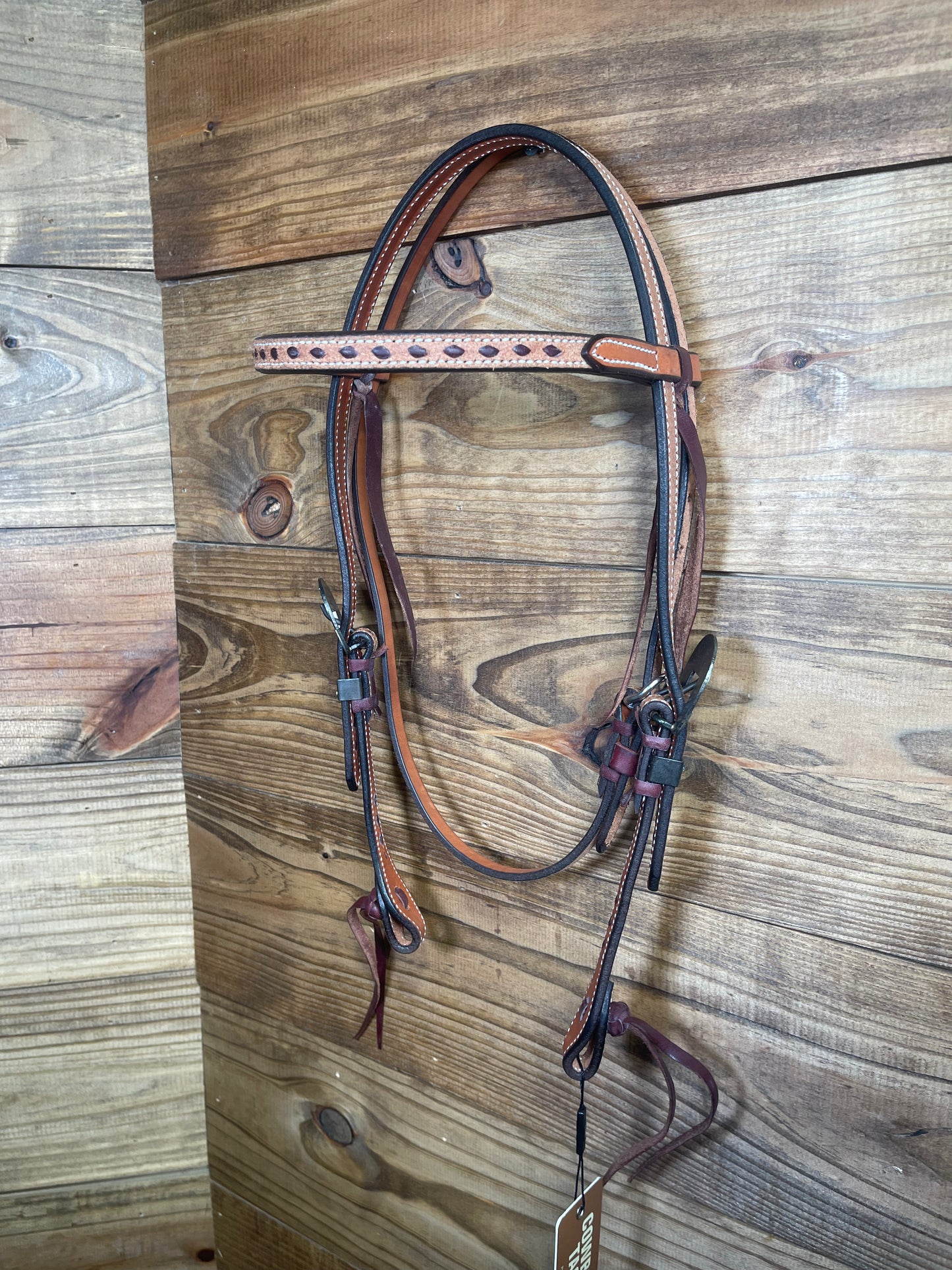 Cowboy Tack Brown Buckstitch Browband Headstall w/ Silver Flower Buckle