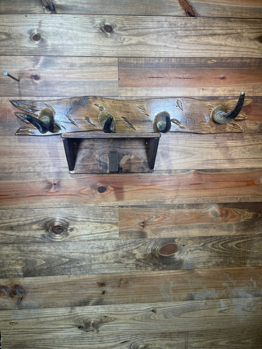 4 Horn Smaller Wooden Coat Wrack