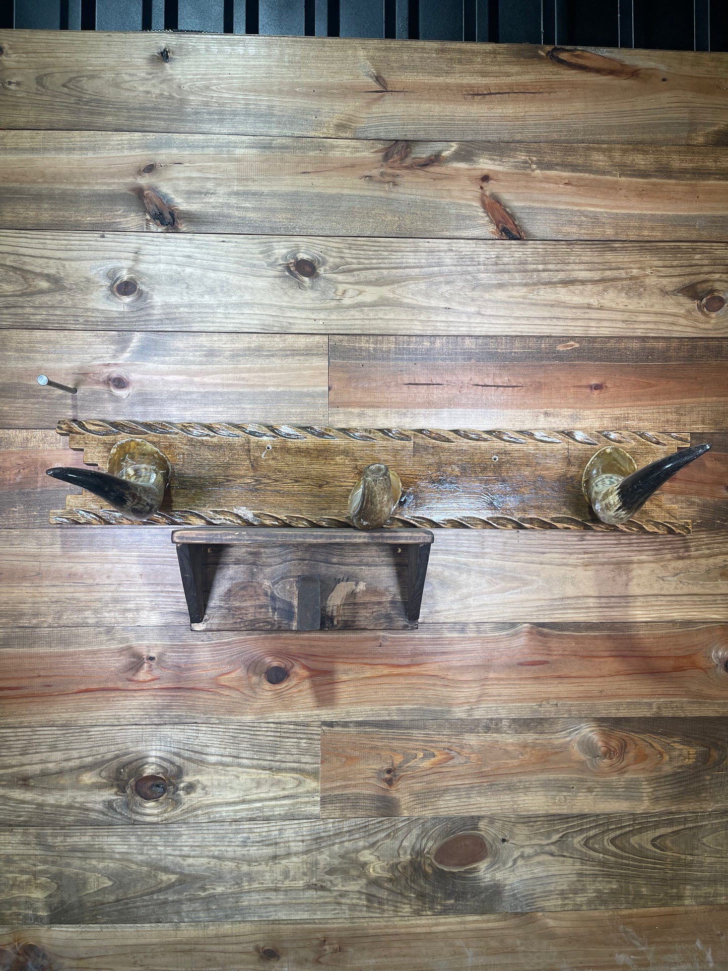 3 Horn Wooden Coat Wrack