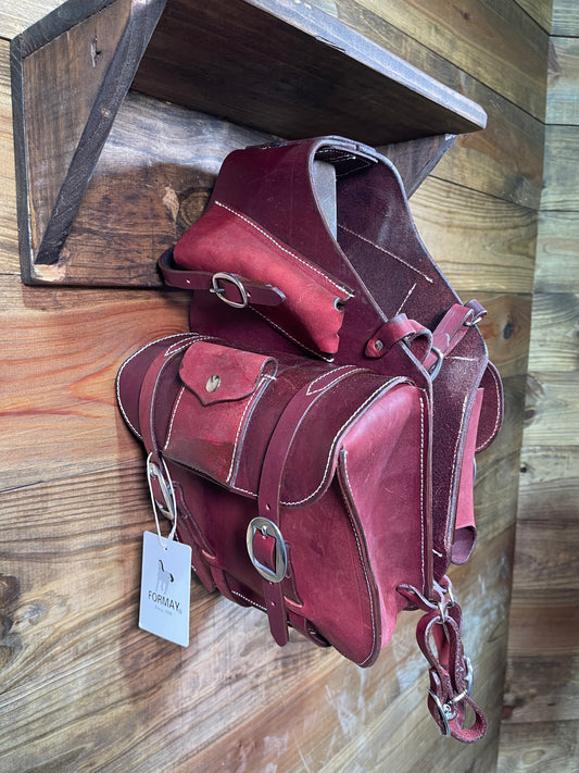 Leather Medicine Saddle Bag Burgundy