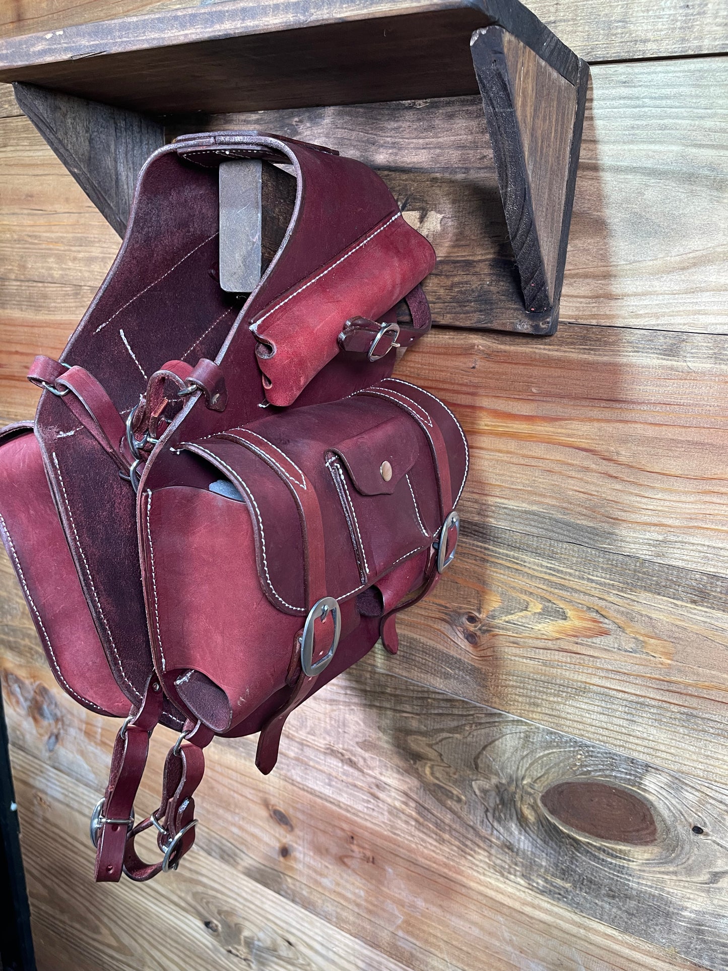Leather Medicine Saddle Bag Burgundy