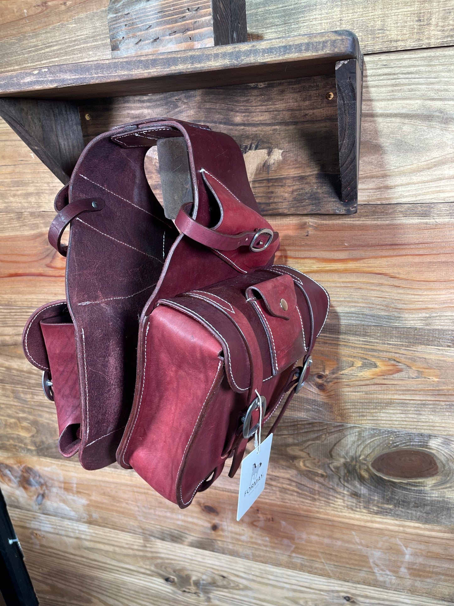 Leather Medicine Saddle Bag Burgundy