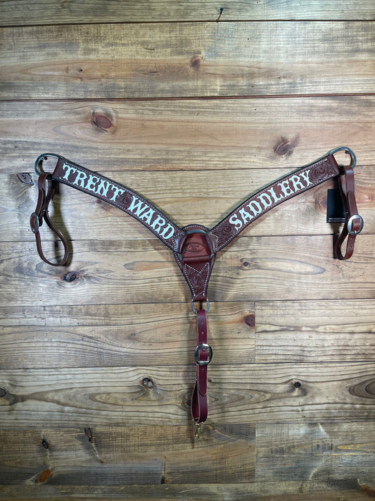 BC39 2" TWS Tooled Breast Collar Chocolate Paisley