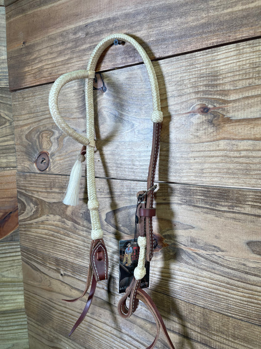 Rawhide One Ear Headstall White Tassel
