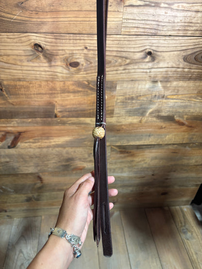 Dennis Moreland 5/8" Roping Reins W/ Rawhide belt Latigo