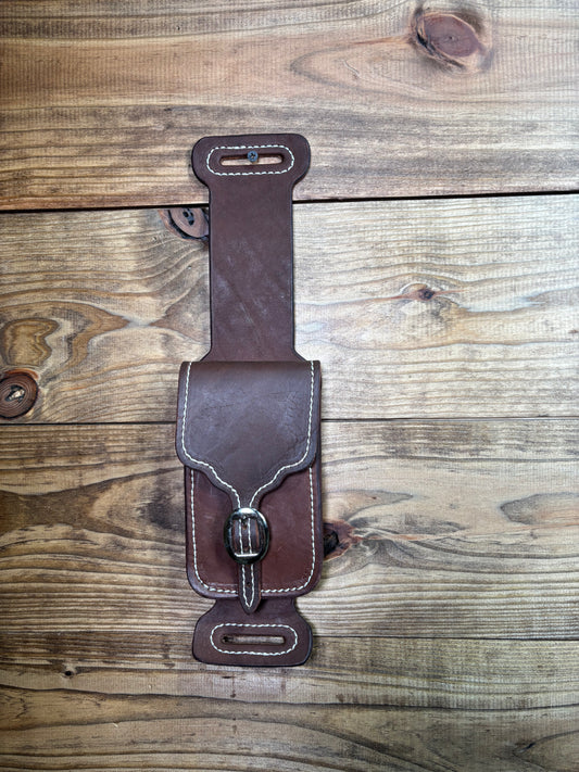 Chocolate Slick Phone Holder w/ White Stitching