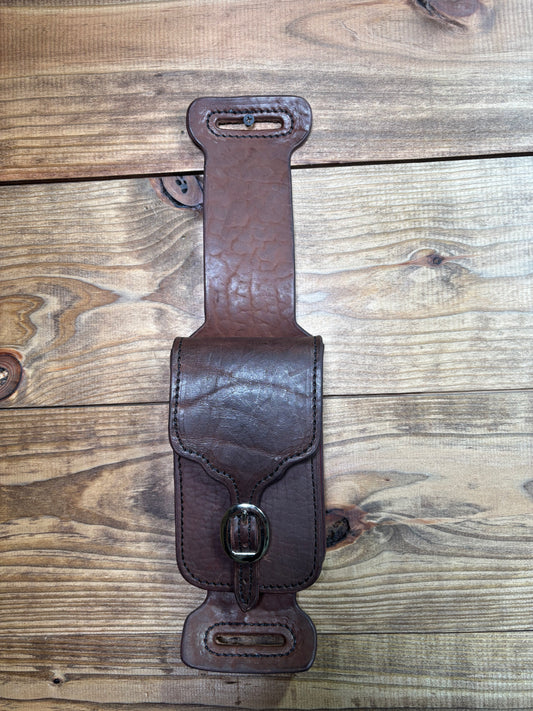 Chocolate Slick Phone Holder w/ Black Stitching