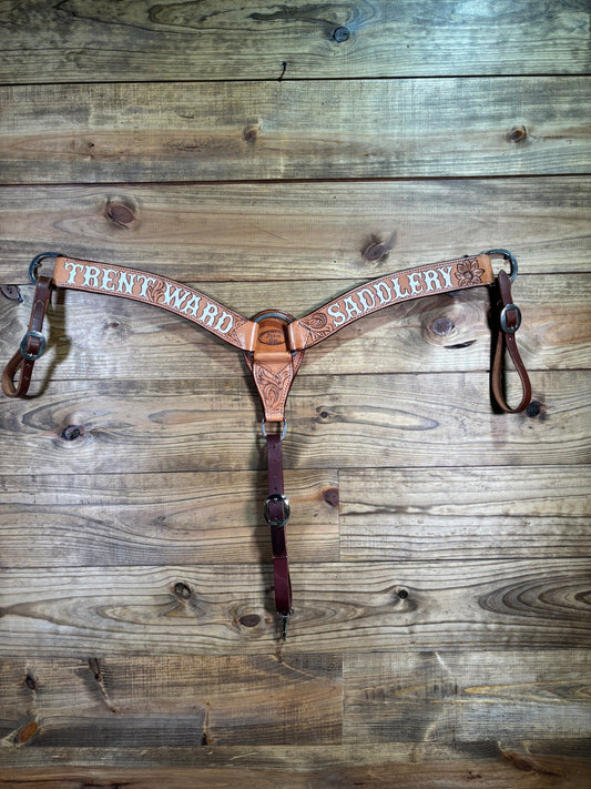 BC16 2" Trent Ward Saddlery Breast Collar Tooling #5 Antique