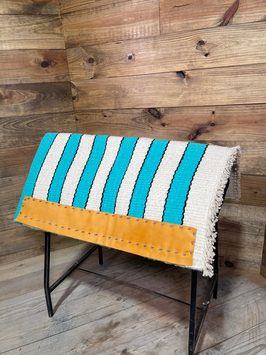 Casa Zea Black Teal Border Stripped Navajo
