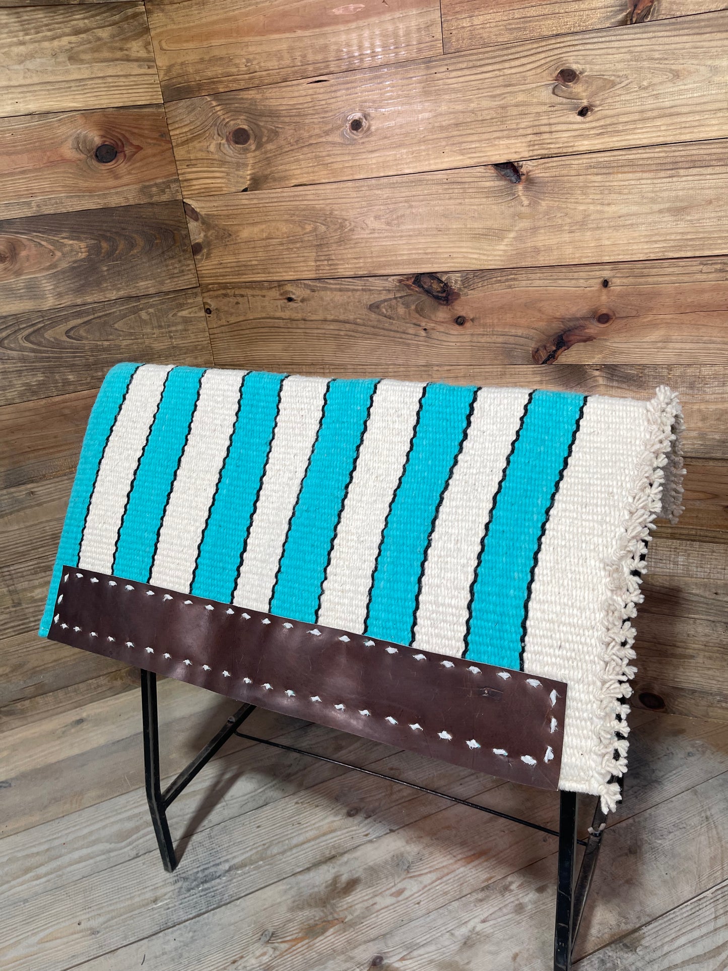 Casa Zea Black Teal Border Stripped Navajo