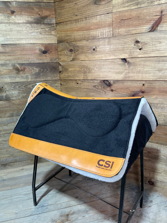 45 CSI Black Standard Western Cut Medium Saddle Pad *Herman Oak Leather*