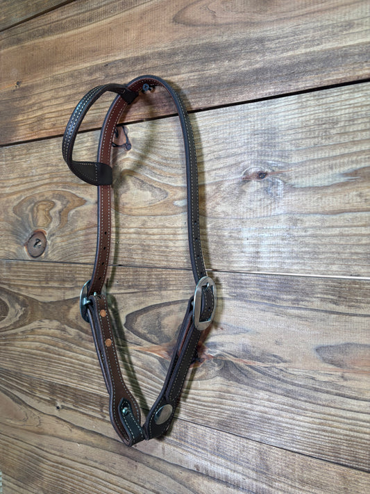 Brown Single Ear English Bridle Leather Cheaney Headstall