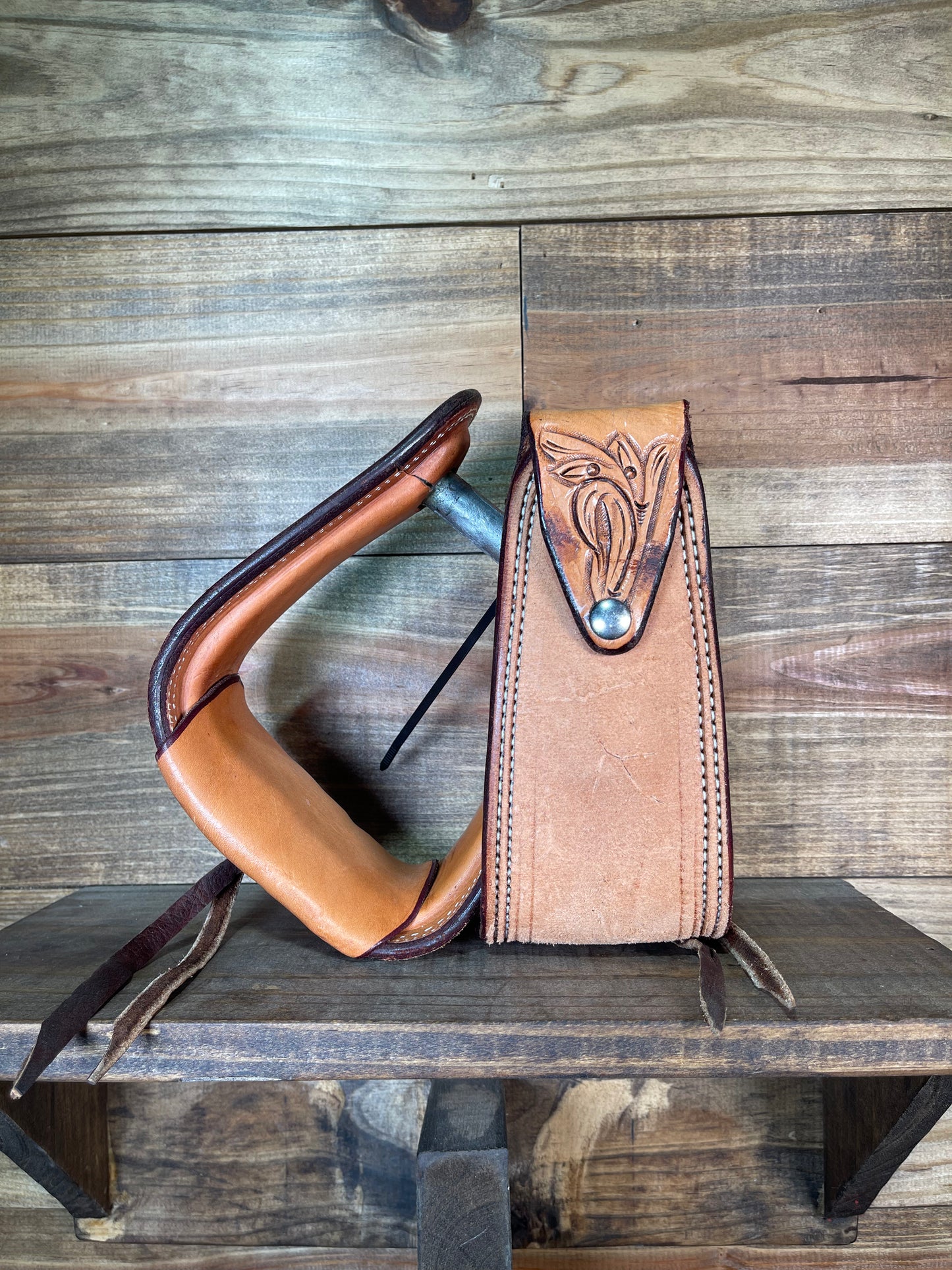 Roughout Crooked Stirrups w/ Paisley Tooled Flap