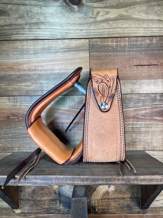 Roughout Crooked Stirrups w/ Paisley Tooled Flap