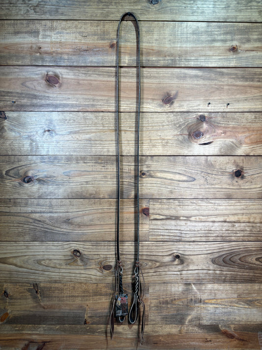 Joe Hipp 5/8" Roping Reins w/ Rings Black Leather