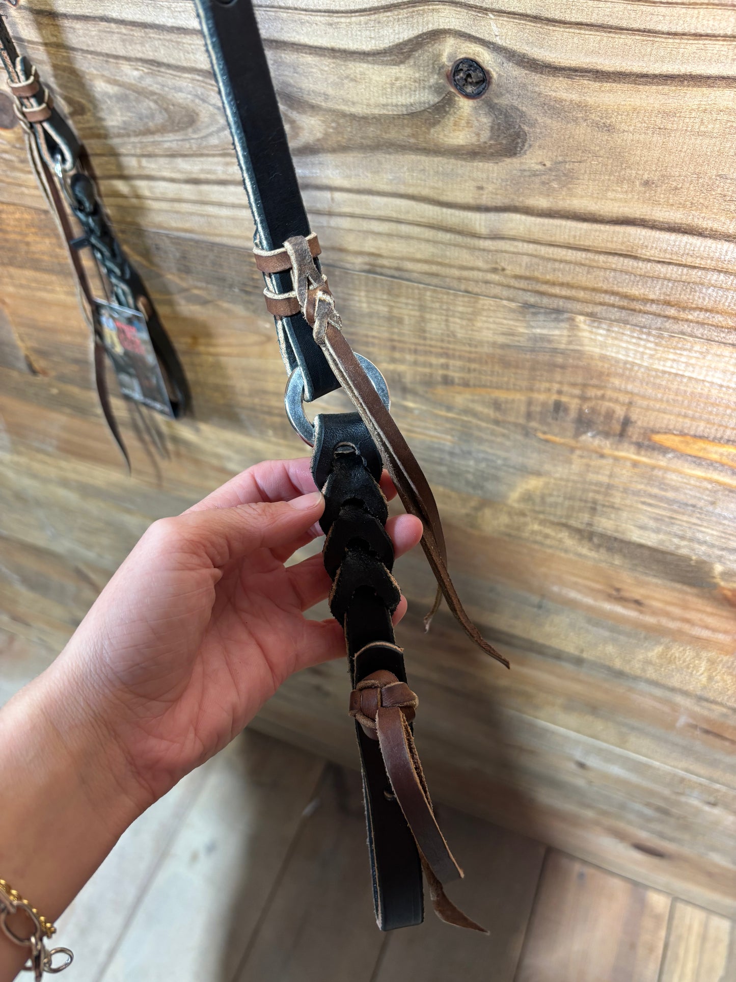 Joe Hipp 5/8" Roping Reins w/ Rings Black Leather