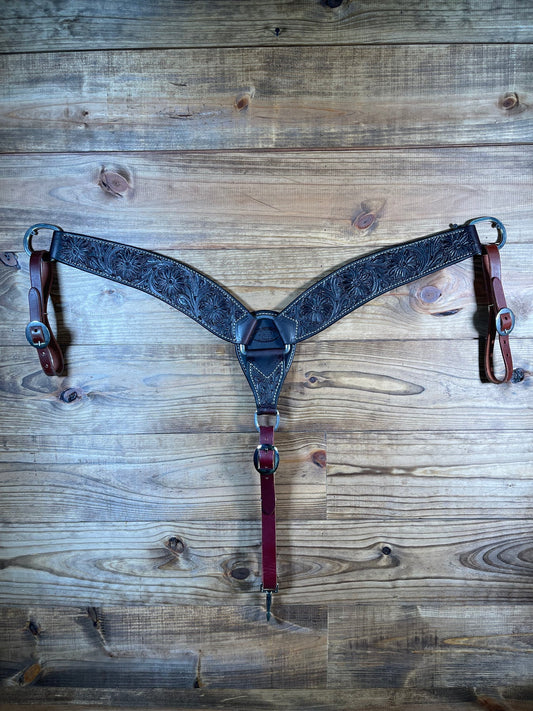 BC23 3" TWS Chocolate Tooled Breast Collar Tooling #19