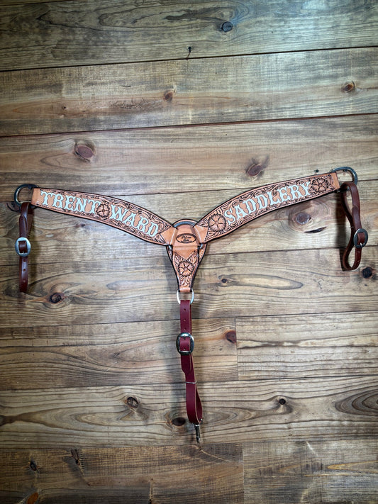 BC30 3" TWS Tooled Breast Collar Tooling #4 Antique