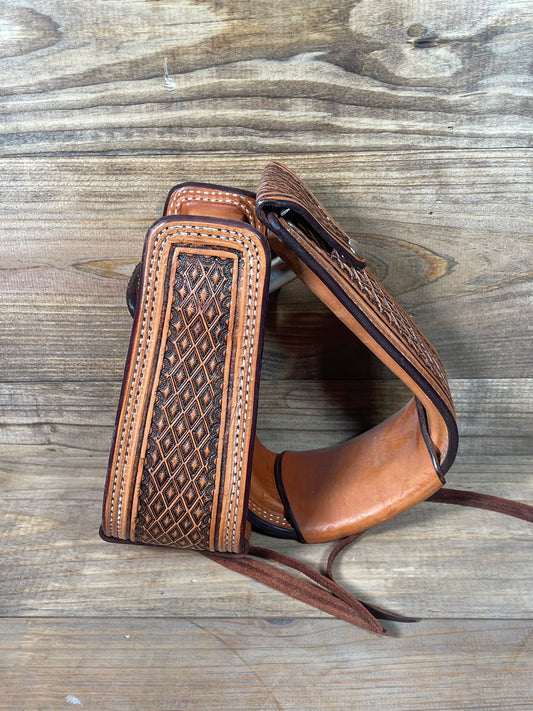 Stirrup Tooled Geometric #19 Black Dyed