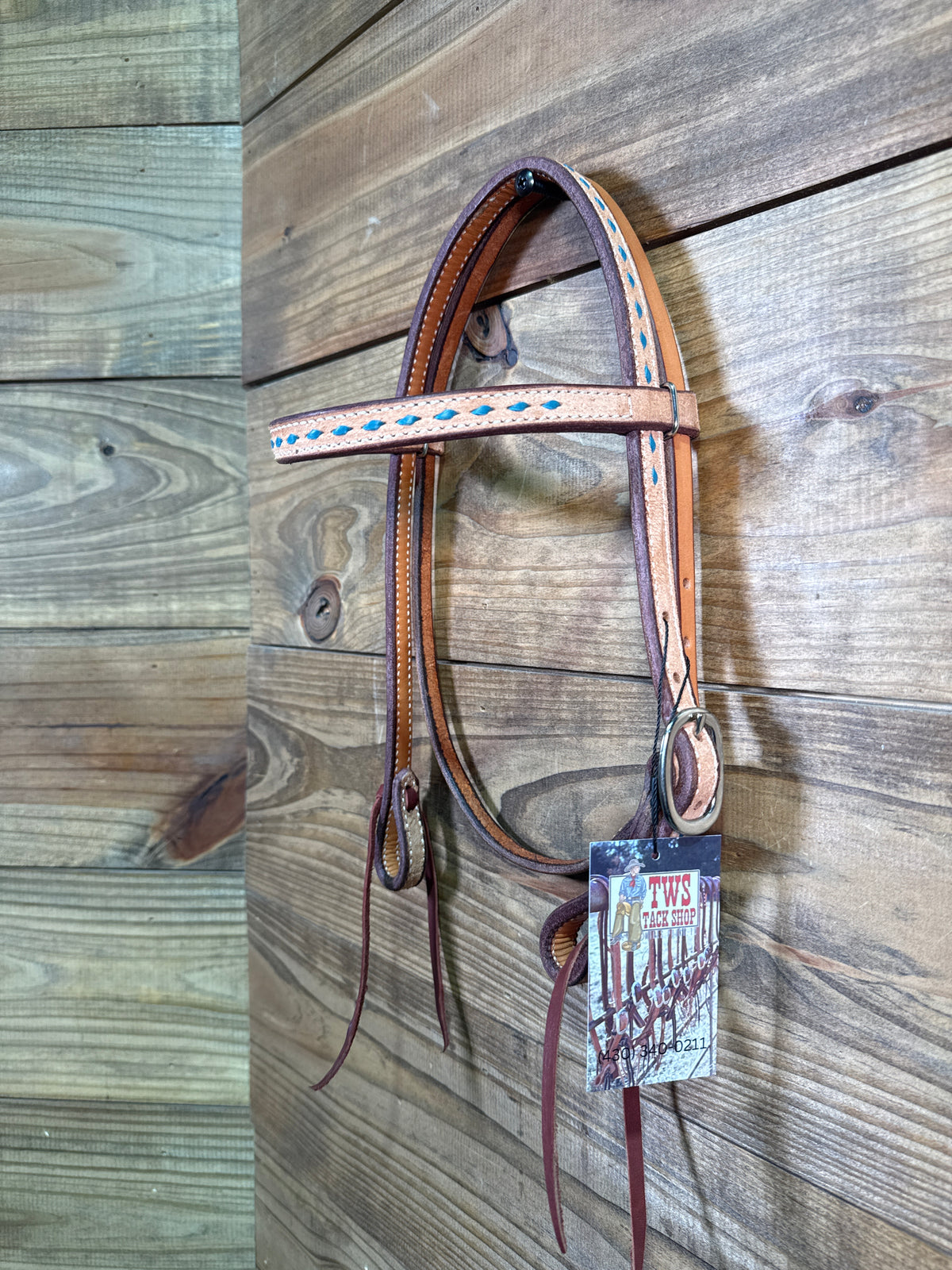 Cheaney Pony Headstall Turquoise stitched Browband