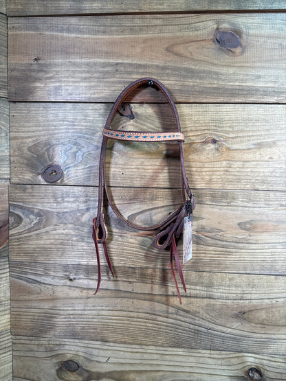Cheaney Pony Headstall Turquoise stitched Browband