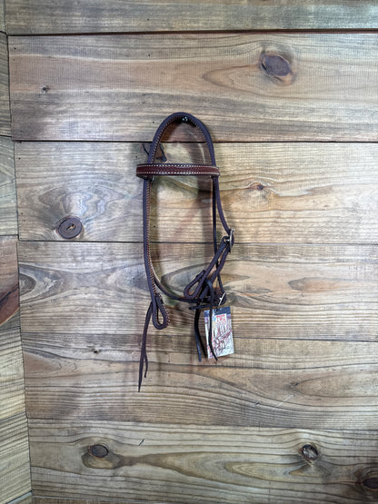 Cheaney Pony Headstall Oiled Browband white stitching