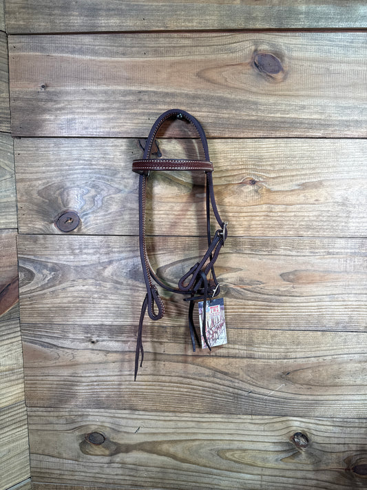 Cheaney Pony Headstall Oiled Browband white stitching