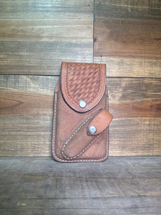 Billet Phone Holder Natural Slick/Roughout w/ knife holder